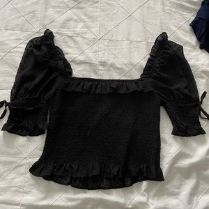 Dynamite Black Smocked Top